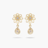 Gold Thread Flower Post Earrings