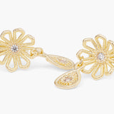 Gold Thread Flower Post Earrings
