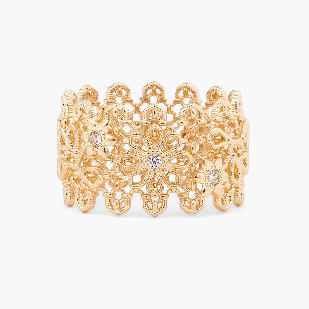 Les Nereides Lace Gold Thread Ring 8 (56mm) / Yellow Parisien Costume Jewelry