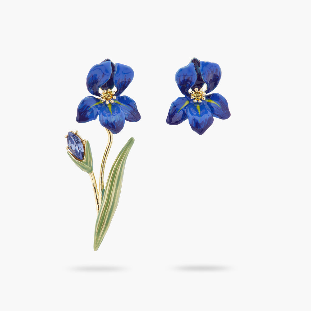 Siberian Iris Asymmetrical Post Earrings
