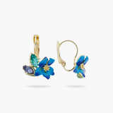 Siberian Iris and Faceted Glass Sleeper Earrings