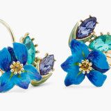 Siberian Iris and Faceted Glass Sleeper Earrings