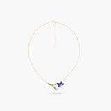 Siberian Iris and Faceted Glass Fine Necklace