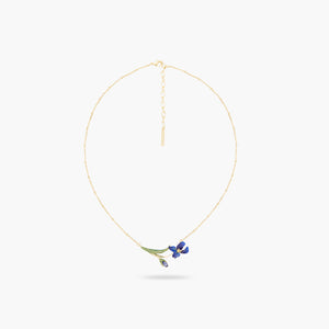 Siberian Iris and Faceted Glass Fine Necklace
