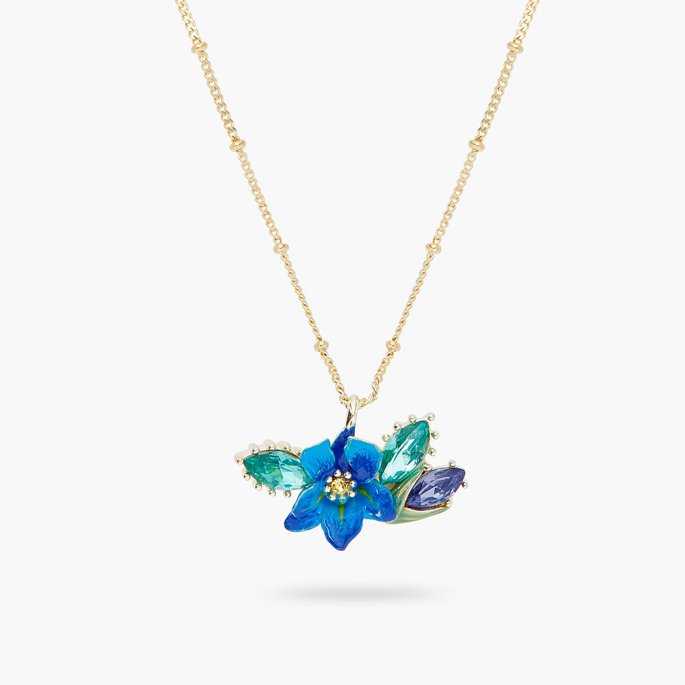 
            
                Load image into Gallery viewer, Siberian Iris and Faceted Glass Pendant Necklace
            
        