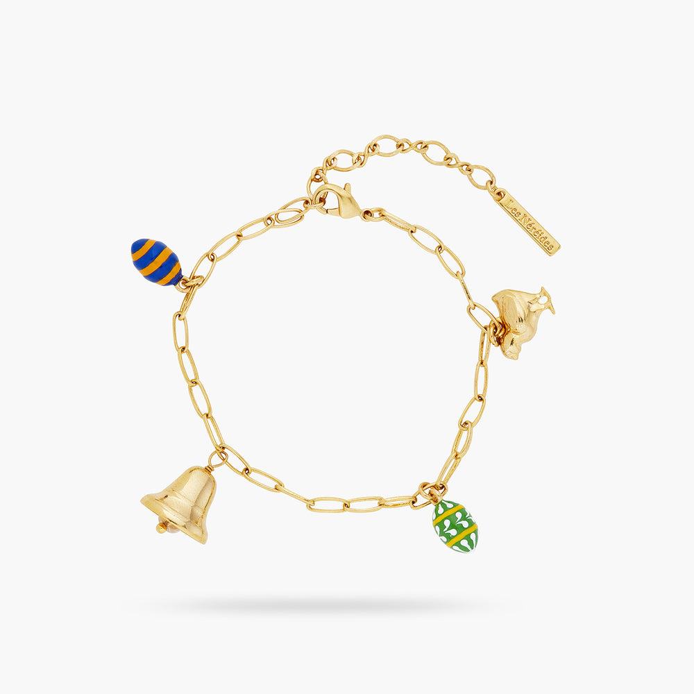 Les Néréides Loves Animals - Easter Egg and Bell Charm Bracelet