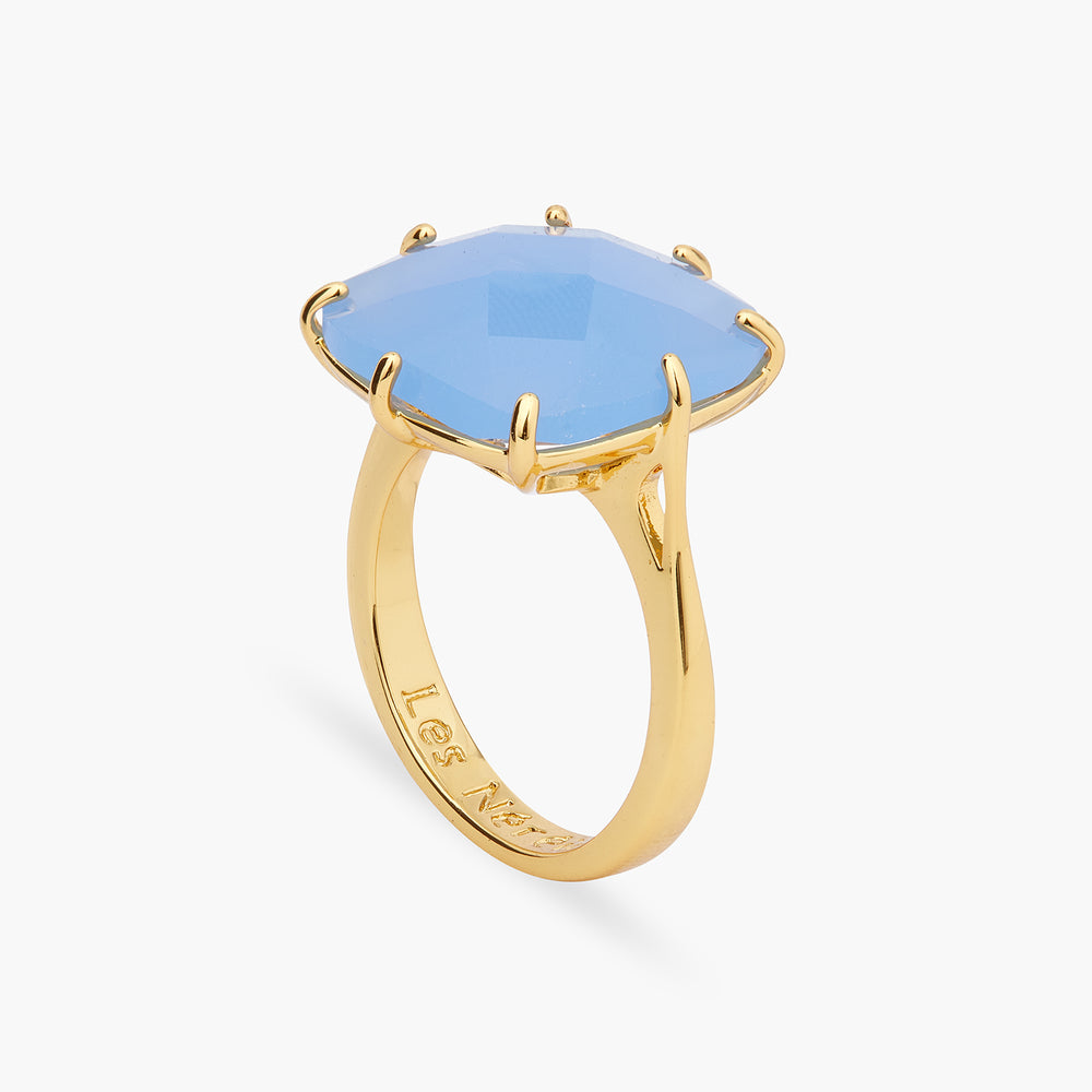 Sky Blue Diamantine Square Solitaire Ring