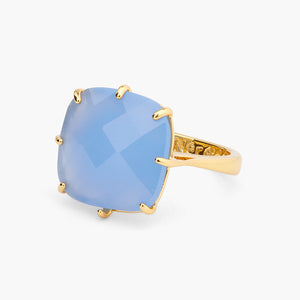 Sky Blue Diamantine Square Solitaire Ring