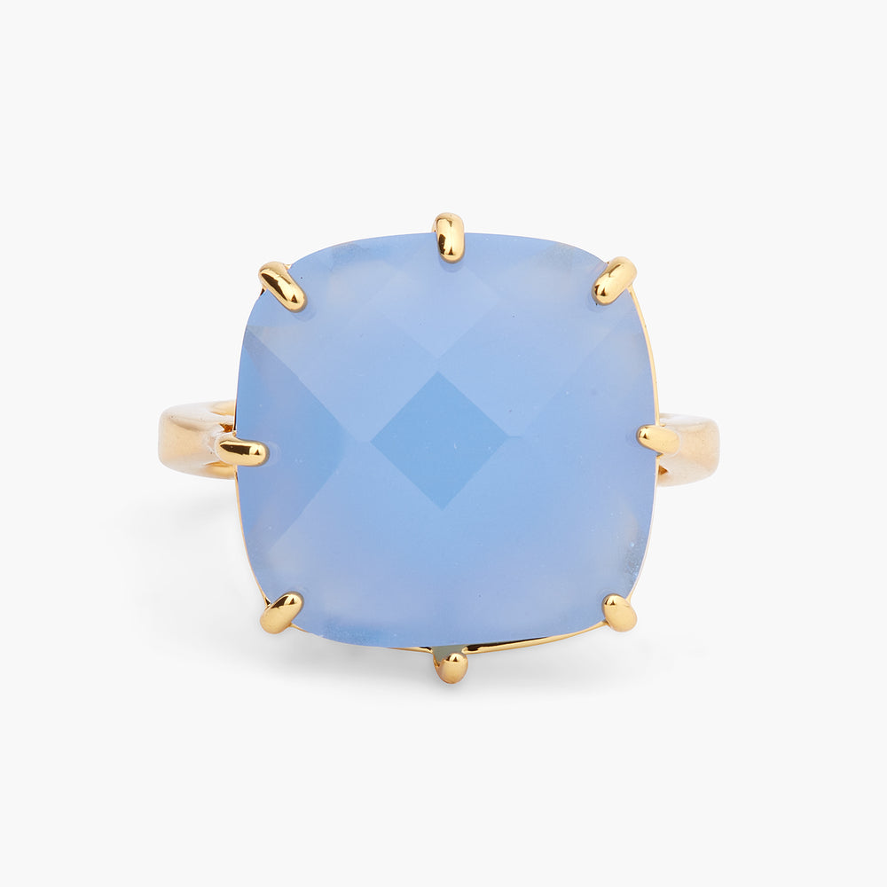 Sky Blue Diamantine Square Solitaire Ring