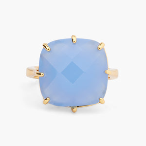 Sky Blue Diamantine Square Solitaire Ring
