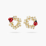 Anemone Halo and Ladybird Asymmetrical Post Earrings