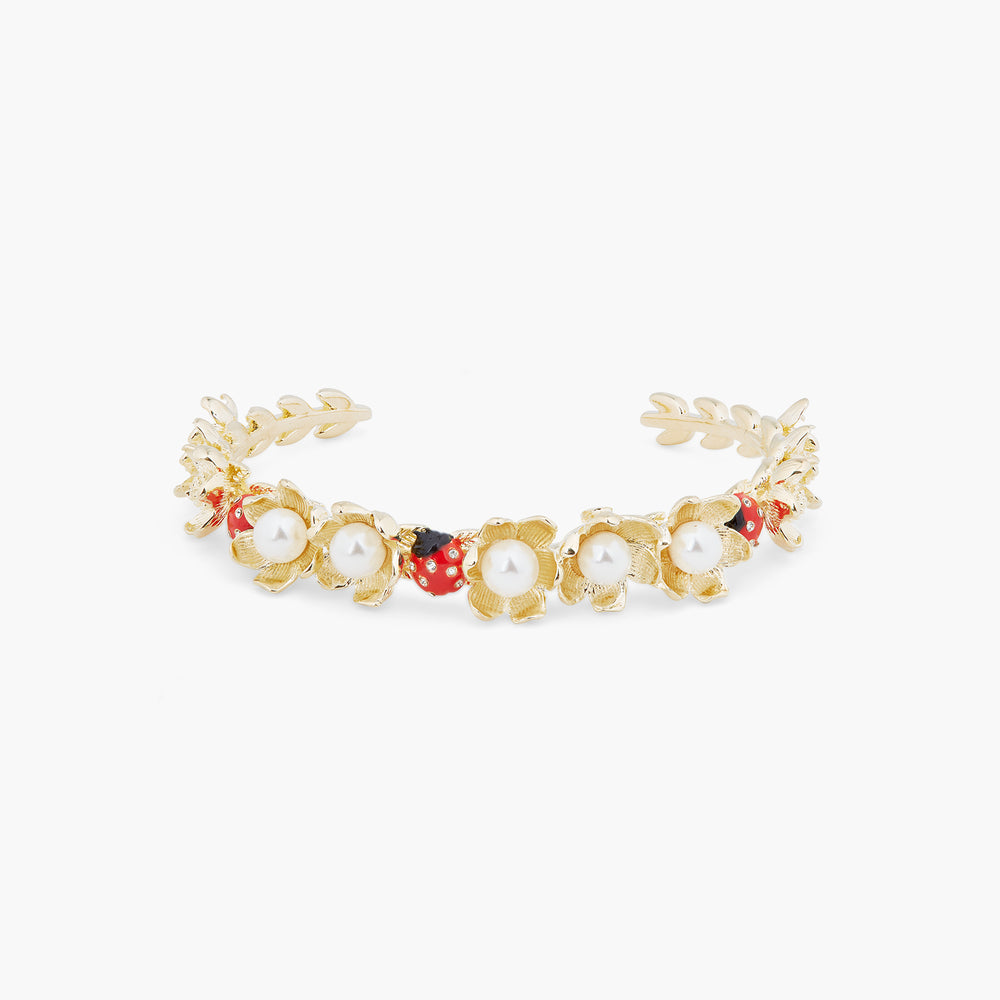 Ladybirds and Wood Anemone Bangle Bracelet