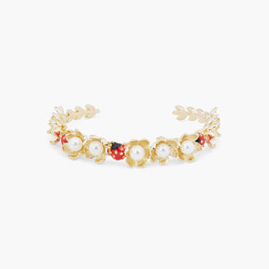 Ladybirds and Wood Anemone Bangle Bracelet