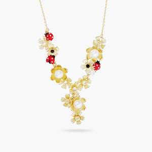 Ladybirds and Wood Anemone Statement Necklace