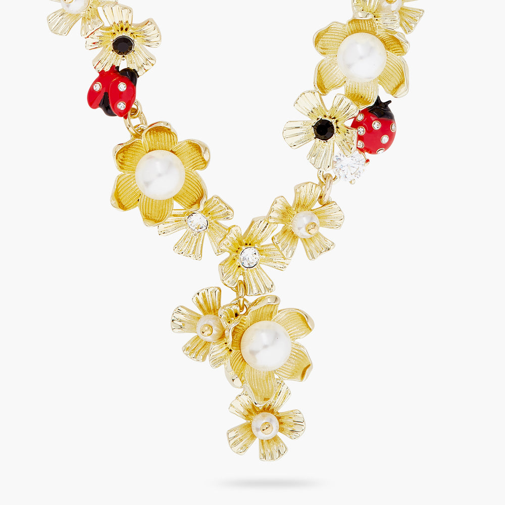 Ladybirds and Wood Anemone Statement Necklace