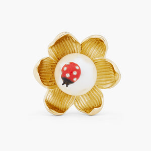 Ladybird and Wood Anemone Brooch