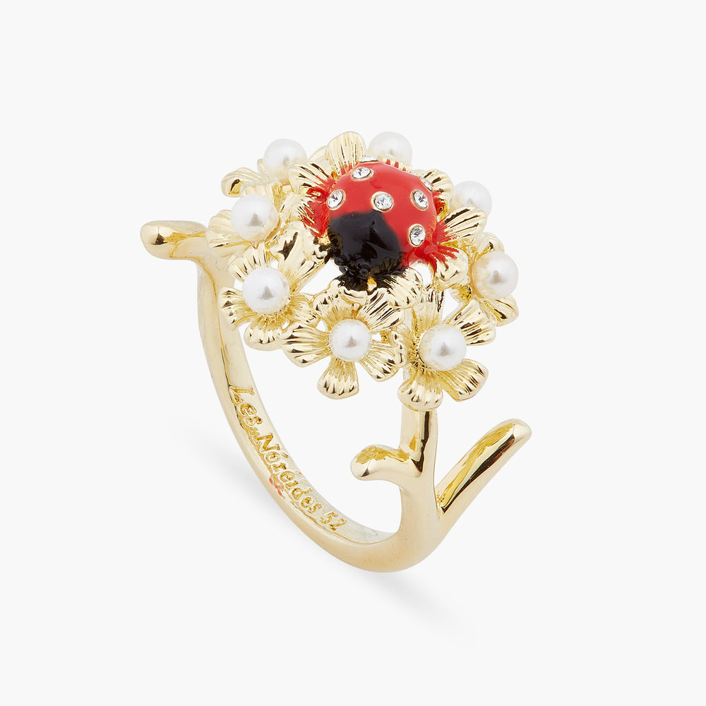 
            
                Load image into Gallery viewer, Ladybird and Wood Anemone Cocktail Ring
            
        
