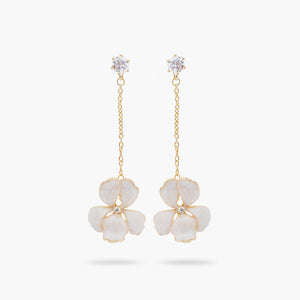White Iris Pendant Post Earrings
