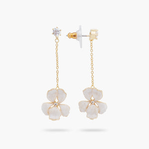 White Iris Pendant Post Earrings
