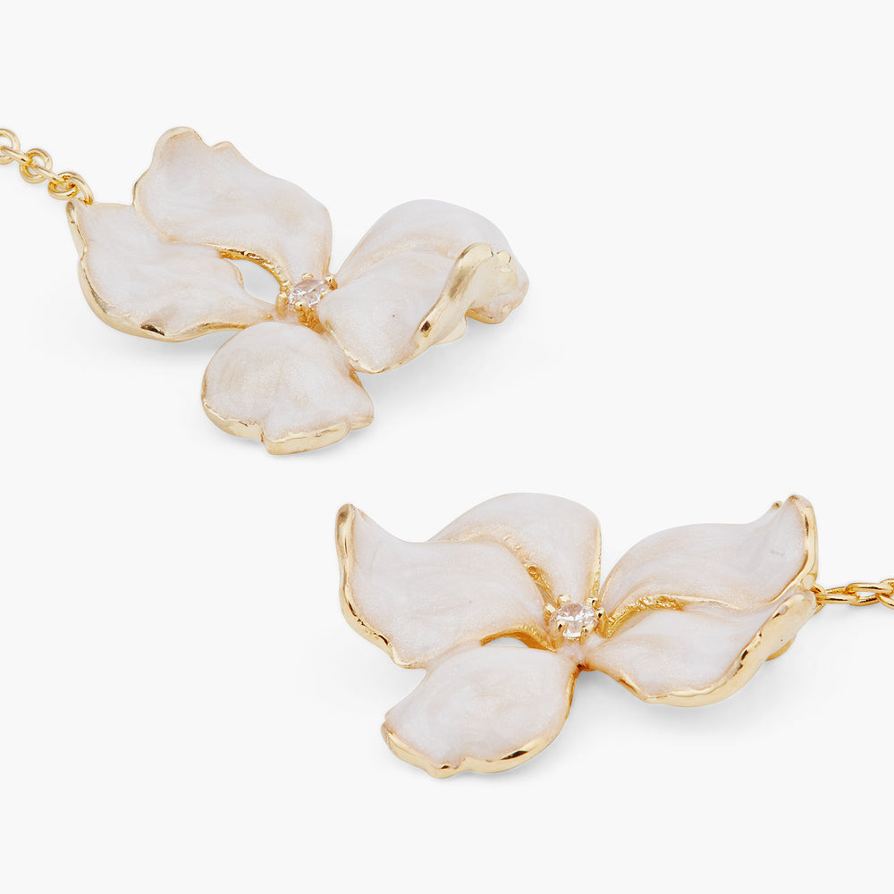 White Iris Pendant Post Earrings