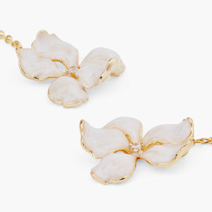 White Iris Pendant Post Earrings
