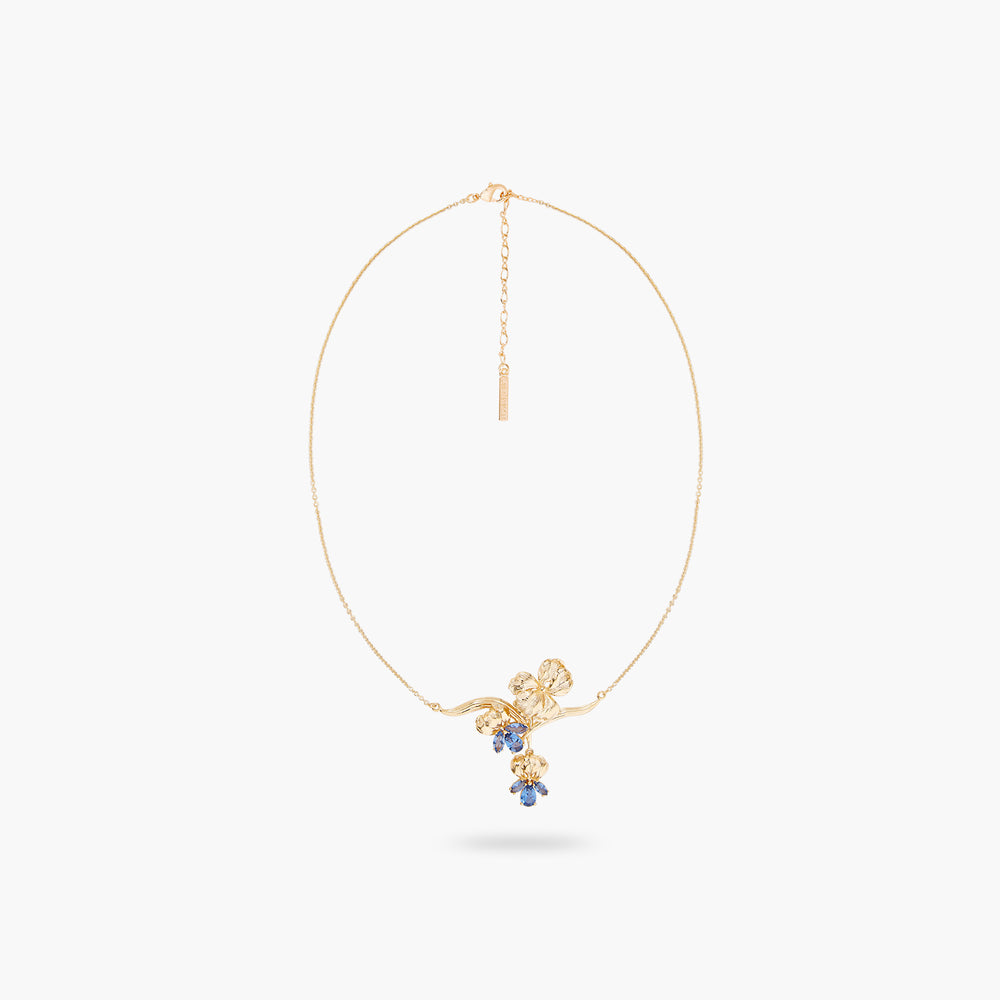Gold Iris and Blue Crystal Statement Necklace