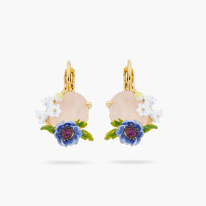 
            
                Load image into Gallery viewer, Rose Quartz and Floral Composition Sleeper Earrings
            
        