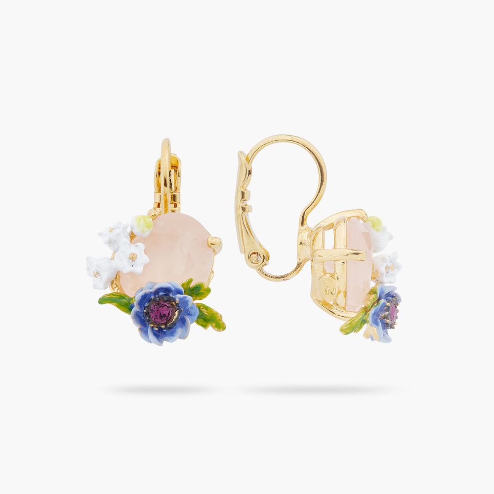 
            
                Load image into Gallery viewer, Rose Quartz and Floral Composition Sleeper Earrings
            
        