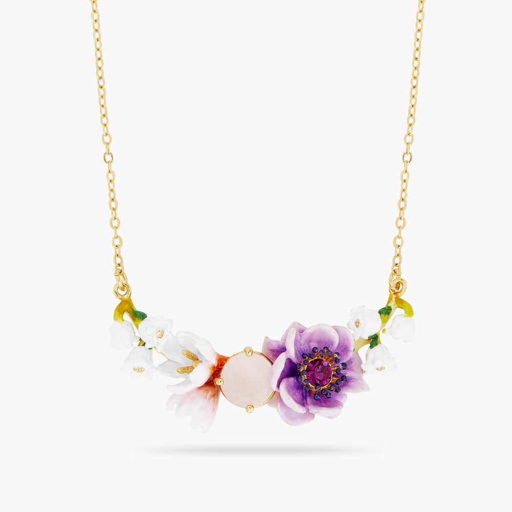 1pc Silver-tone Pink Rhinestone Crystal Flower Statement Necklace, Elegant  Women's Party Jewelry Accessories | SHEIN