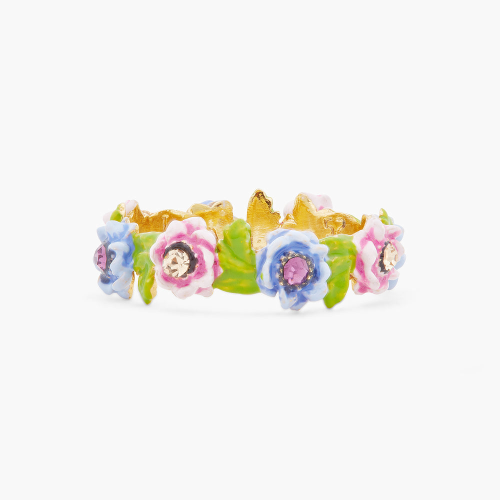 Pink and Blue Flower Crown Ring