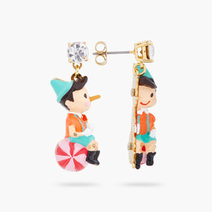 Pinocchio on His Ball Post Earrings