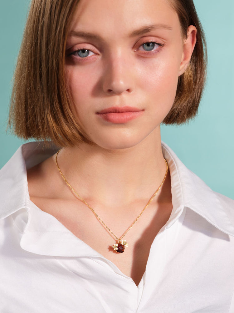 Faceted Glass and Vanilla Flower Clip-On Earrings