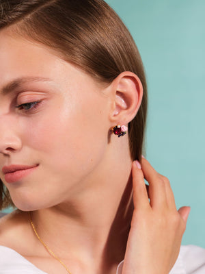 Roses and Blackcurrant Berries Post Earrings