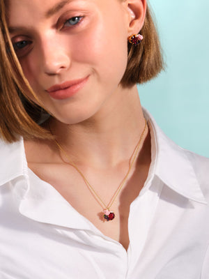 Roses and Blackcurrant Berries Clip-On Earrings