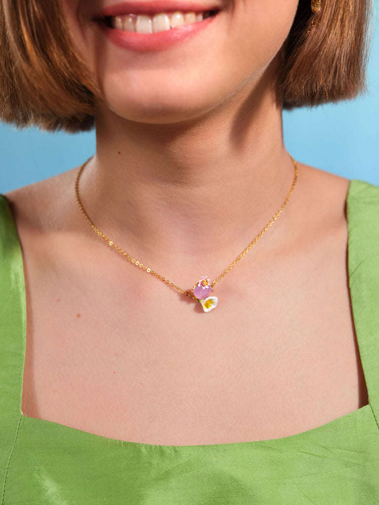 Bog Arum and Pink Stone Statement Necklace