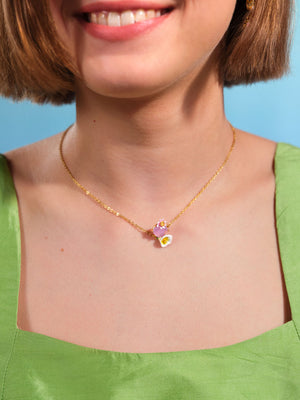 Bog Arum and Pink Stone Statement Necklace