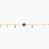 Small Wisteria and Faceted Glass Stone Bracelet
