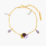 Small Wisteria and Faceted Glass Stone Bracelet