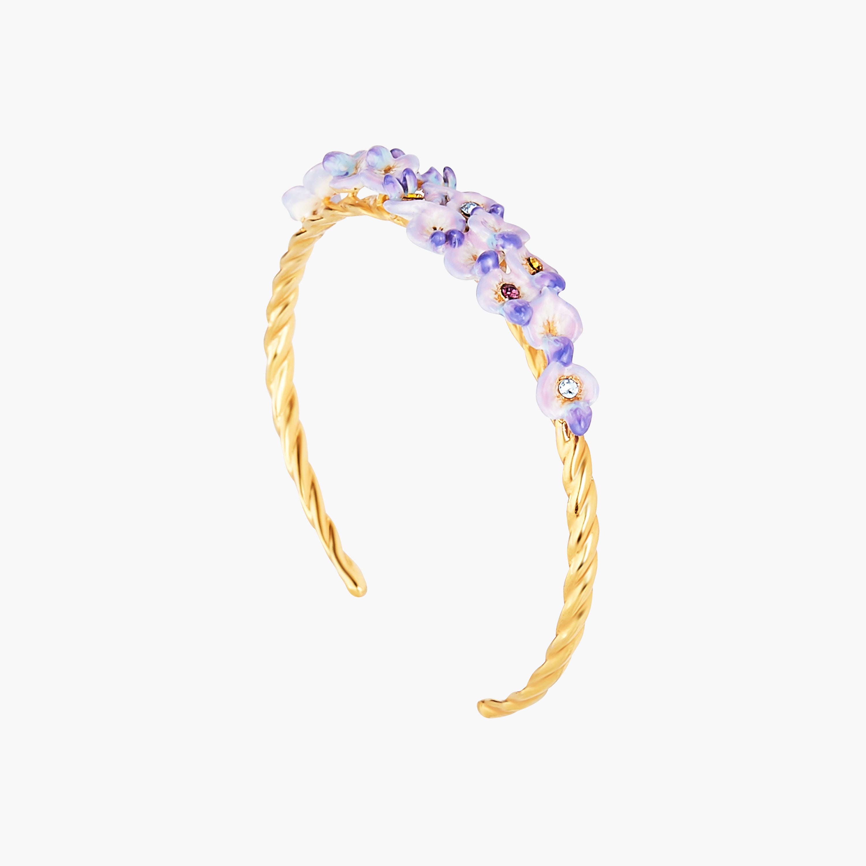 Wisteria Flowers Bangle Bracelet - Gold
