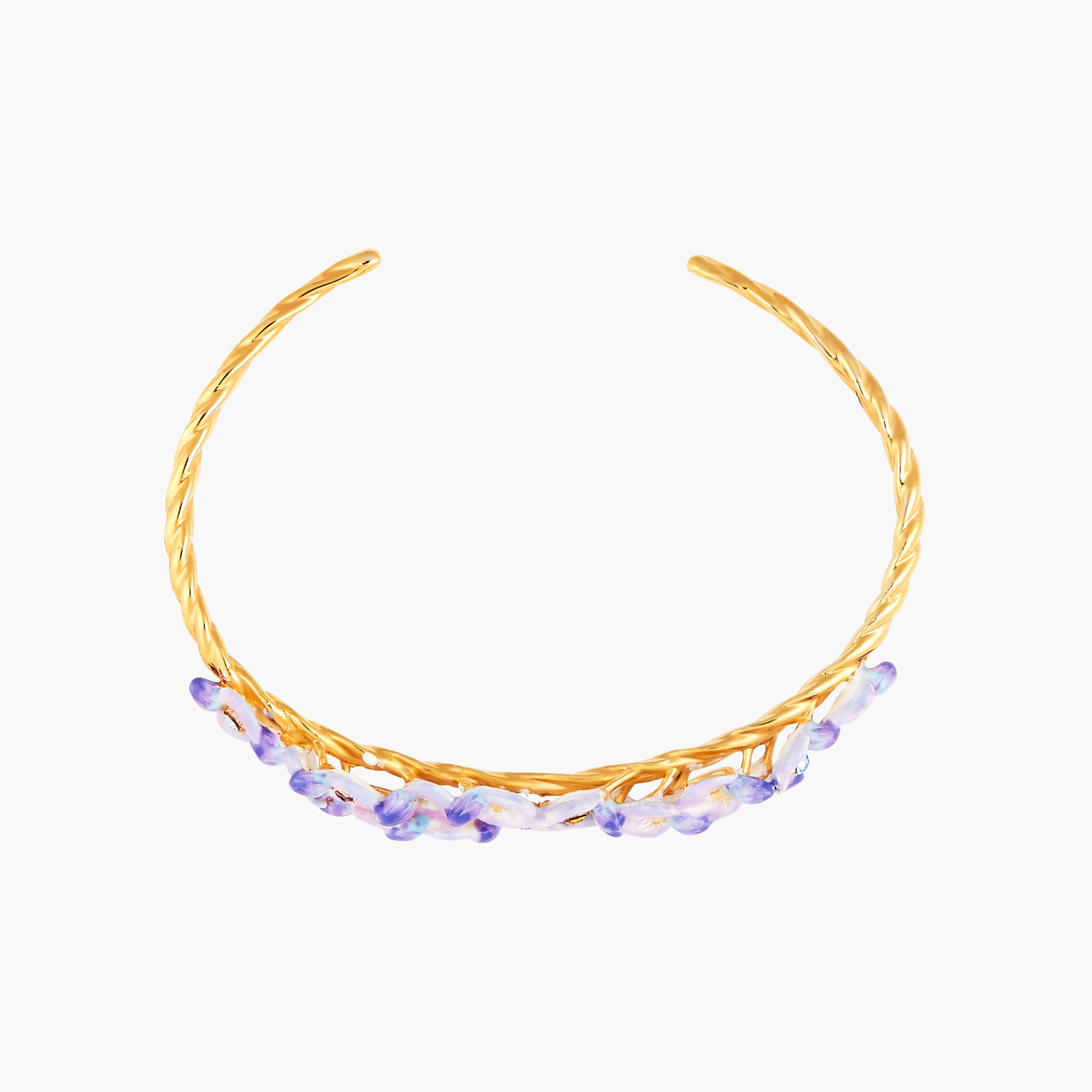 Wisteria Flowers Bangle Bracelet - Gold