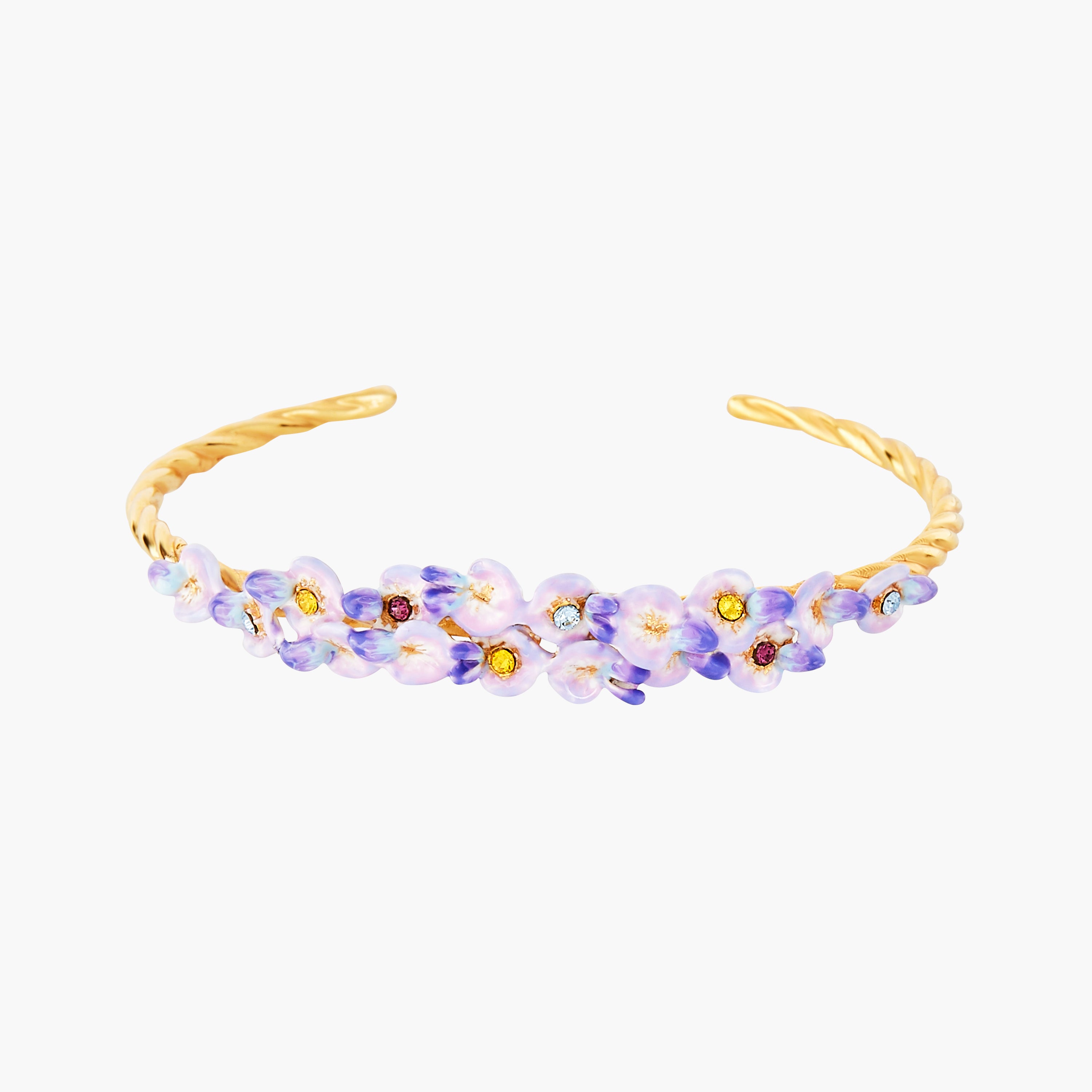 Wisteria Flowers Bangle Bracelet - Gold