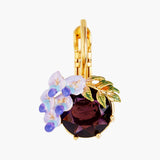 Small Wisteria Flower And Faceted Glass Stone Sleeper Earrings