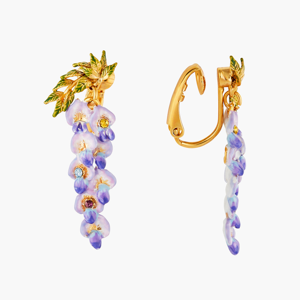 ✨USA EXCLUSIVE✨ Wisteria Flower and Foliage Dangling Clip-on Earrings