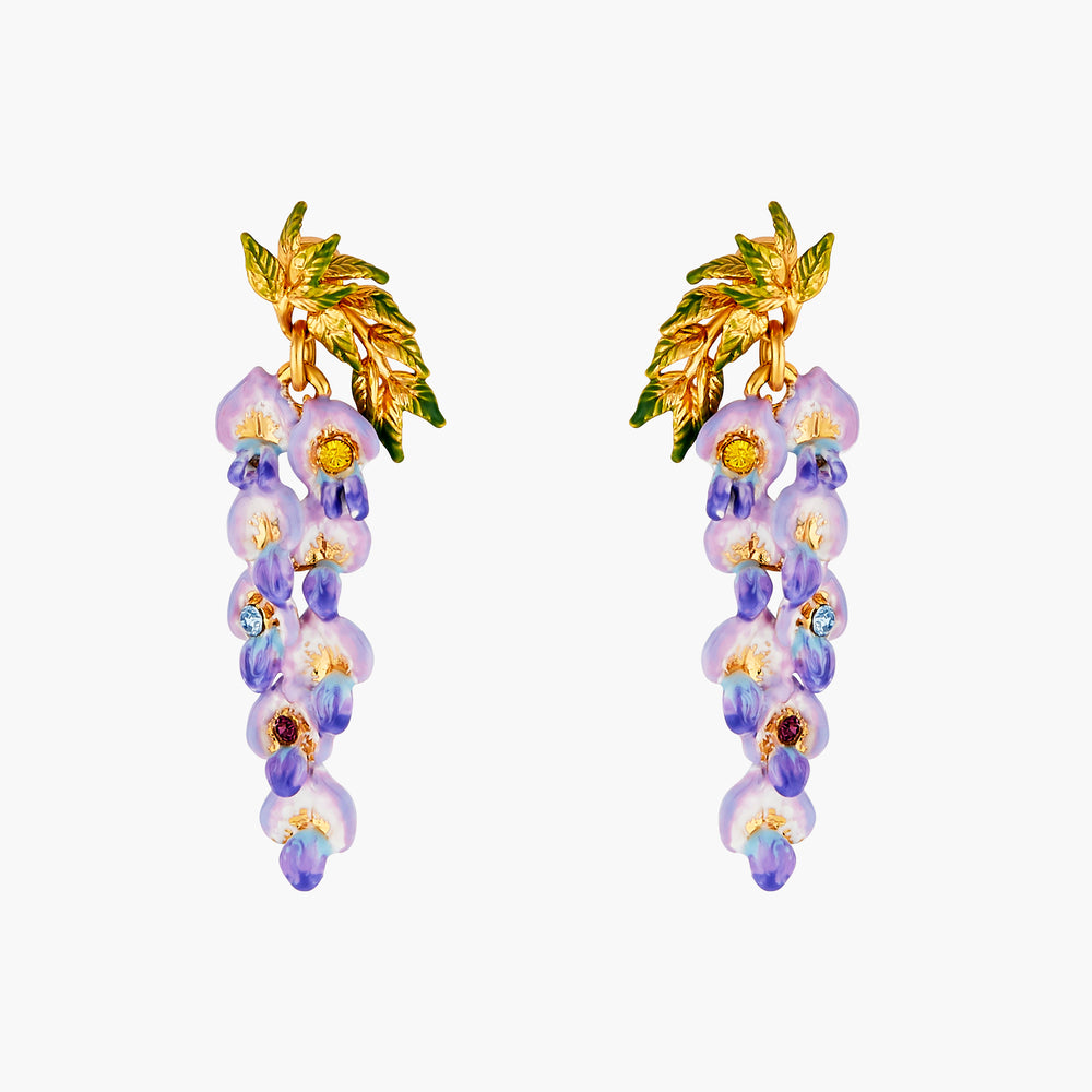✨USA EXCLUSIVE✨ Wisteria Flower and Foliage Dangling Post Earrings