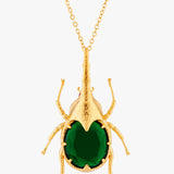 Pearly Flight Beetle Pendant Necklace