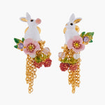 ENCHANTED ENCOUNTER Bunny and Chain Asymmetrical Clip-on Earrings