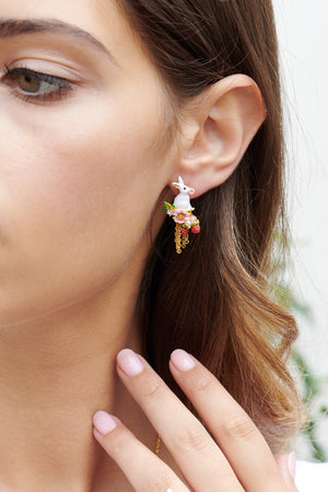 
            
                Load image into Gallery viewer, ENCHANTED ENCOUNTER Bunny and Chain Asymmetrical Clip-on Earrings
            
        