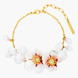 Japanese White Cherry Blossom and Petals Thin Bracelet