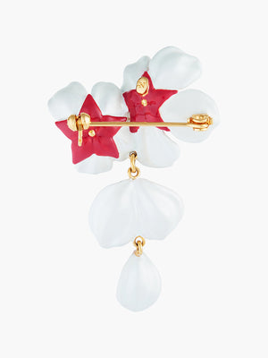White cherry blossom and petals brooch