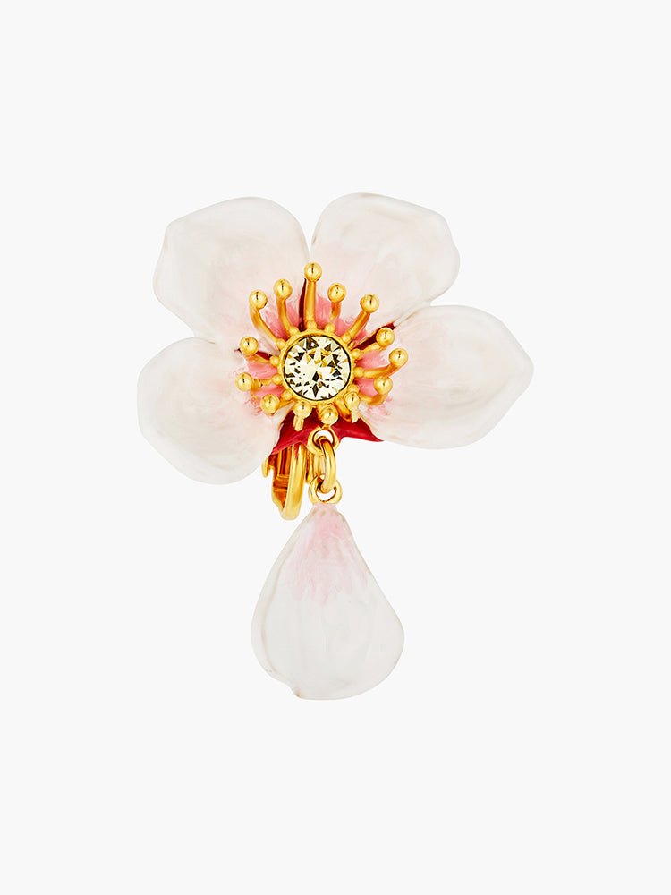 White Cherry Blossom Dangling Clip-on earrings